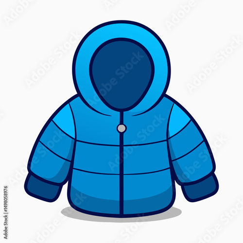 Blue Puffer Jacket Cartoon Illustration