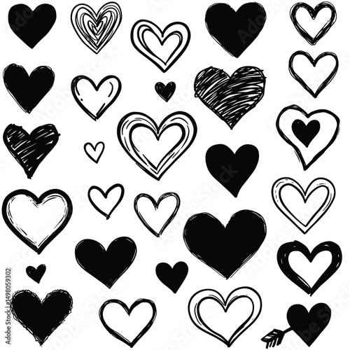 Red Heart Icon on white background. Set of love symbol for web site logo, mobile app UI design. Vector illustration flat style.