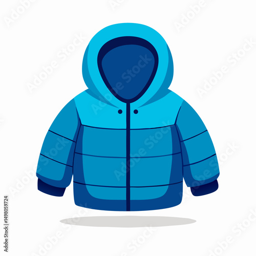 Blue Kids Winter Puffer Jacket, Hooded Coat, Child's Warm Outerwear