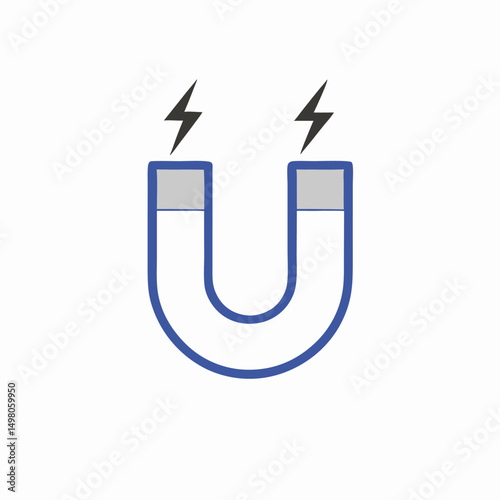 Strong Magnet Icon, Horseshoe Magnet Illustration, Magnetic Force Graphic