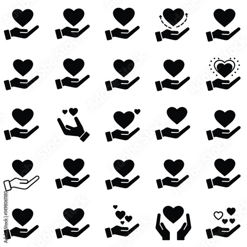 Red Heart Icon on white background. Set of love symbol for web site logo, mobile app UI design. Vector illustration flat style