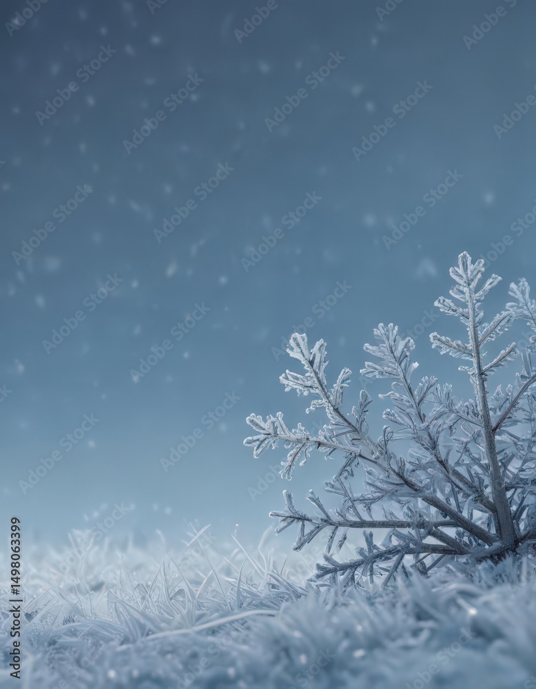 Subtle snowflakes against a frosty blue winter backdrop , winter design, winter wonderland scene, delicate Subtle snowflakes against a frosty blue winter backdrop , winter design, winter wonderland scene, delicate