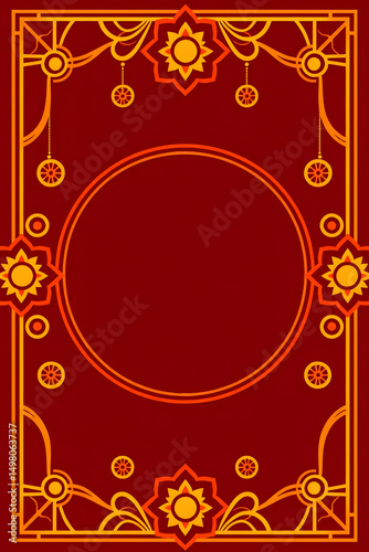 ornate vintage frame design in red and gold colors creating elegant backdrop