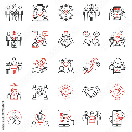 Red Heart Icon on white background. Set of love symbol for web site logo, mobile app UI design. Vector illustration flat style