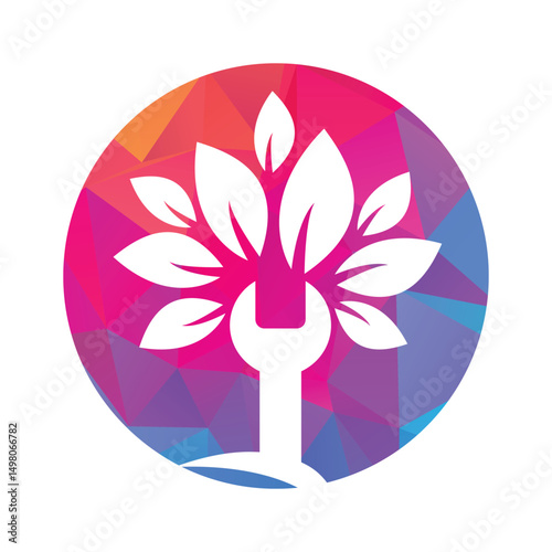 Wrench leaf vector logo design template. Repair service leaf nature logo design.