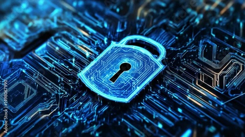 Cybersecurity: Digital Lock on Circuit Board