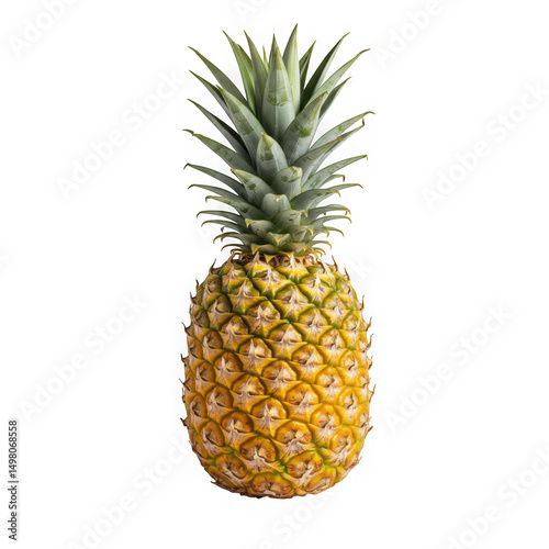 Pineapple fruit whole single object on transparent background