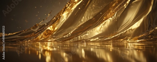 Shimmering gold foil, elegant light reflections  ,  rich,  metal,  radiant