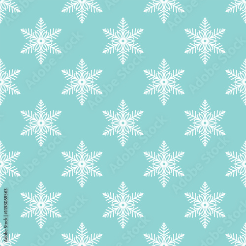 Snowflakes seamless pattern, hand drawn vector line illustration. Graphic outline doodle drawing. Christmas and New Year background for winter designs, gift wrapping, packaging, textile, wallpaper.