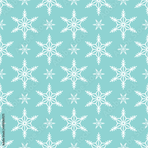 Snowflakes seamless pattern, hand drawn vector line illustration. Graphic outline doodle drawing. Christmas and New Year background for winter designs, gift wrapping, packaging, textile, wallpaper.