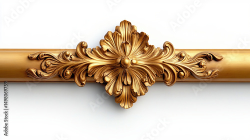 Elegant Golden Decorative Element with Intricate Baroque Floral Design

