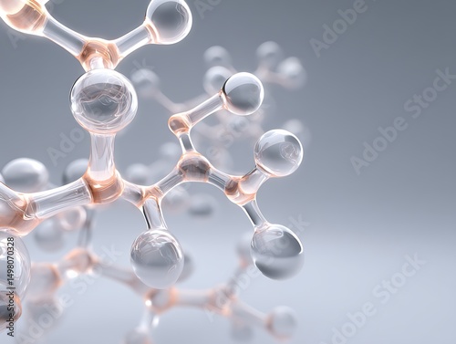 Minimal molecule lattice with semi-transparent texture positioned in top-left corner on solid soft gray background,