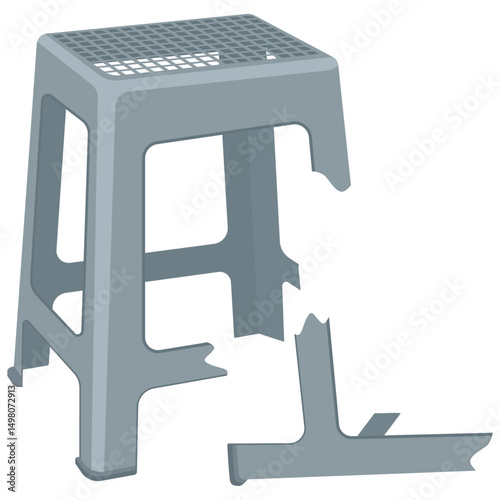 broken plastic stools,  stool chair vector.