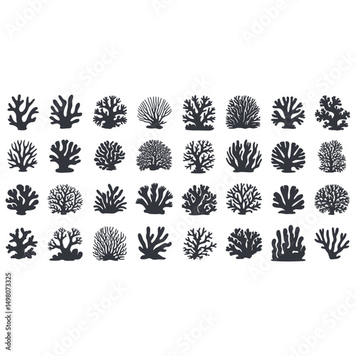 A diverse set of floral vector design elements and decorative plant silhouettes, perfect for nature-inspired illustrations and seamless pattern ornaments