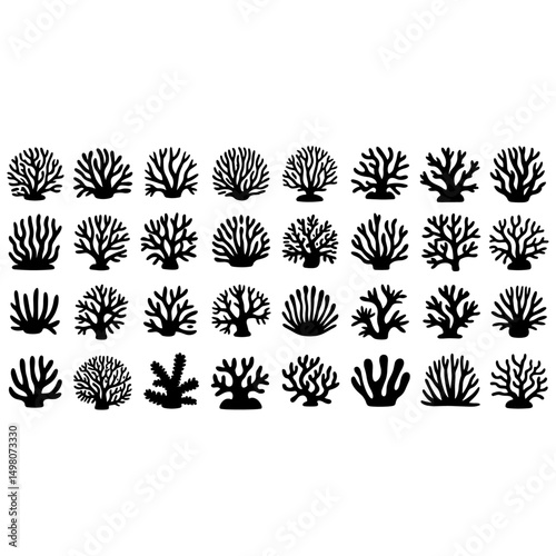A diverse set of floral vector design elements and decorative plant silhouettes, perfect for nature-inspired illustrations and seamless pattern ornaments