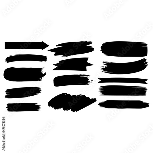 Black brush strokes vector illustration, abstract grunge texture on white background. Artistic design element, paint smear, ink splatter, creative graphic element (3).eps