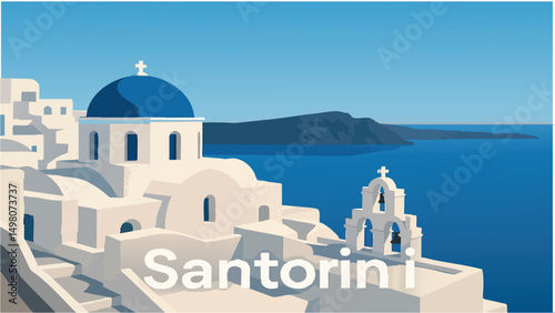 Santorini White-Washed Buildings with Caldera Views.eps