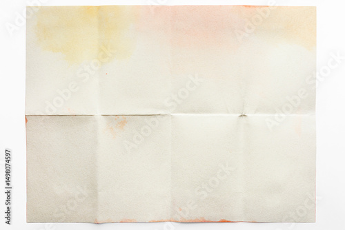 Blank sheet of paper folded in eight, isolated on white