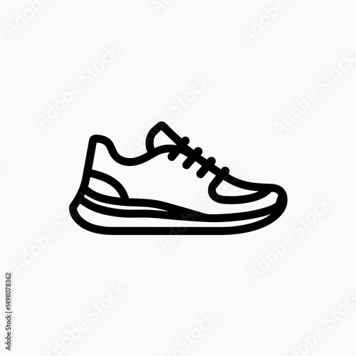 Running Shoe Outline Icon, Athletic Footwear Vector Illustration for Sport and Fitness Design