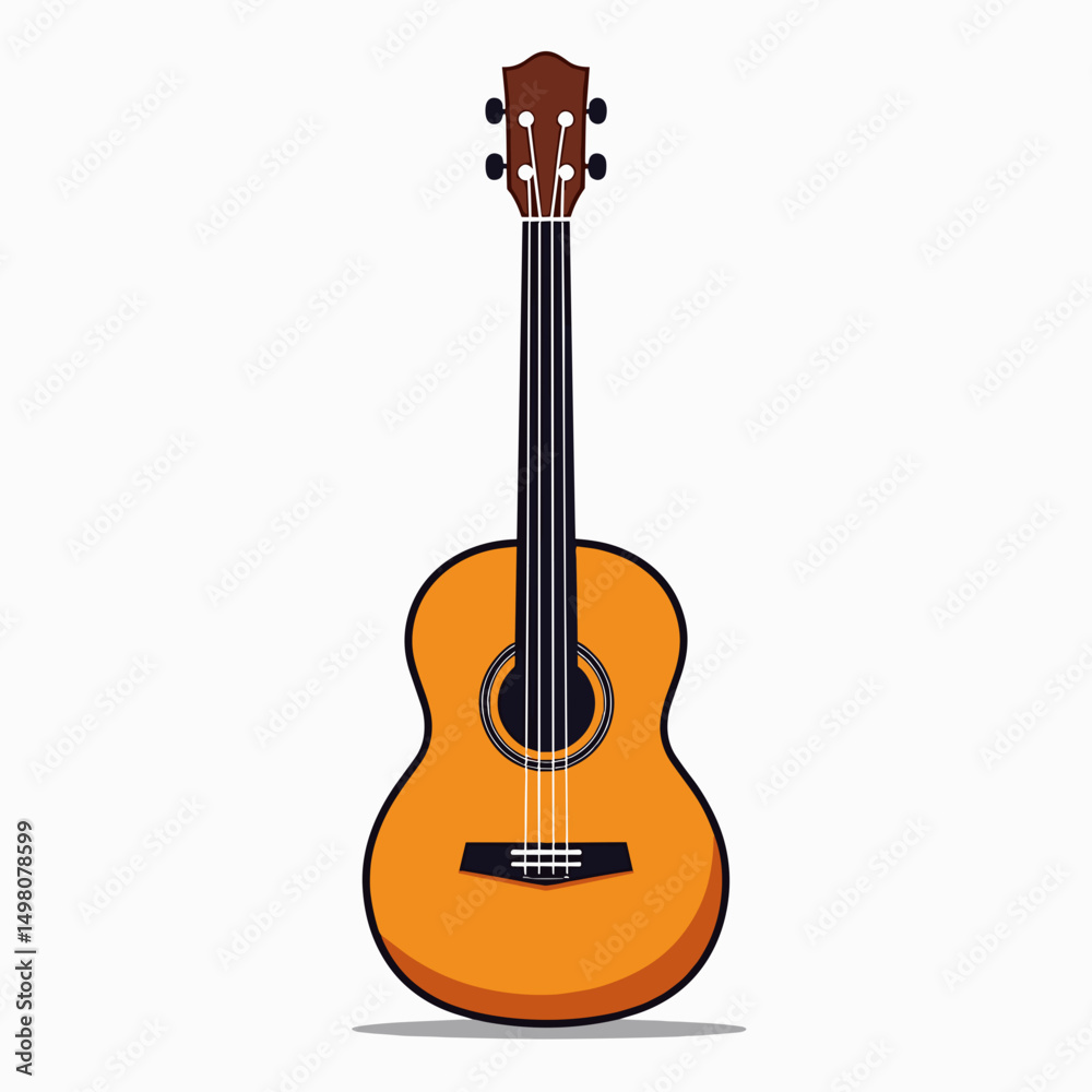 Fototapeta premium Acoustic Guitar Illustration: Vector Graphic of a Musical Instrument on a White Background for Design Projects