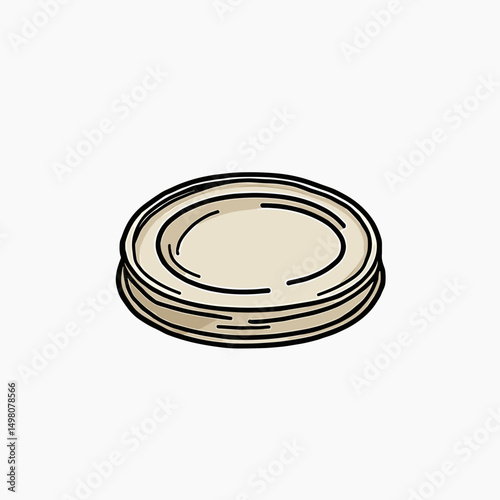 Stack of Plain Tortillas Illustration, Traditional Mexican Food, Hand-Drawn Style, Isolated on White Background
