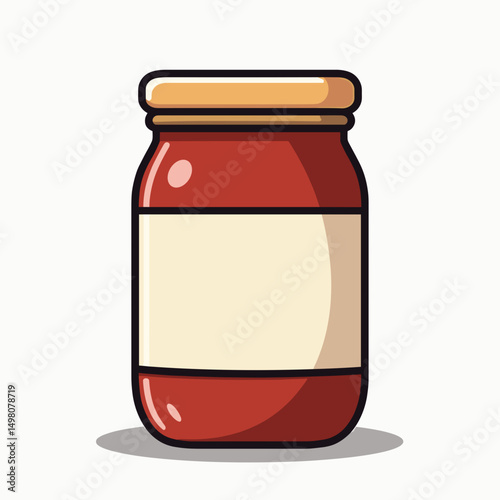Tomato Sauce Jar Vector Illustration with Blank Label for Customization and Branding Purposes