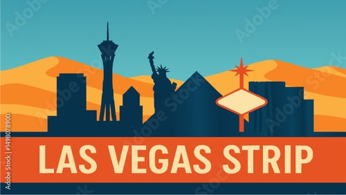 Las Vegas Strip with Desert Dunes in the Distance
