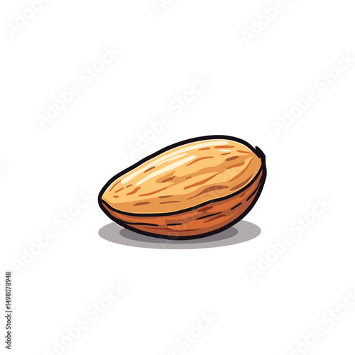 Single Almond Nut Illustration on White Background, Detailed Vector Graphic for Healthy Food Concepts