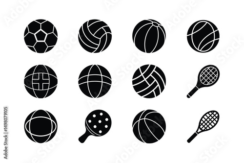 athletic ball icon collection vector illustration