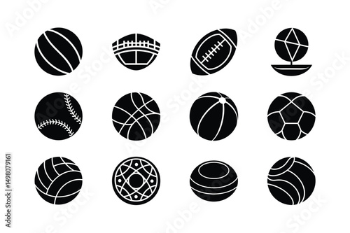 sports icon collection silhouette vector illustration