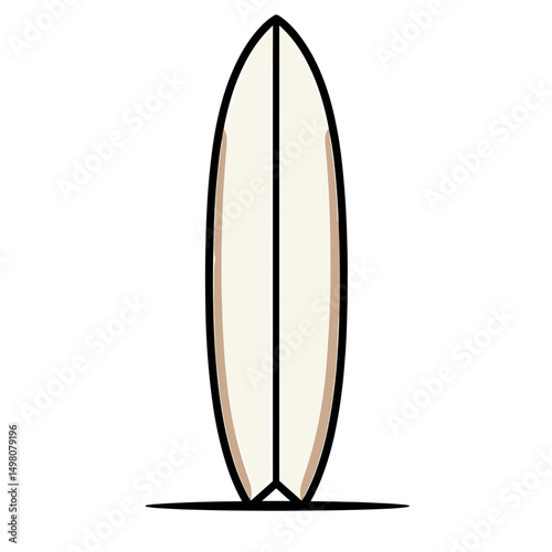 Surfboard Illustration on White Background: Minimalist Design for Summer Activities and Water Sports