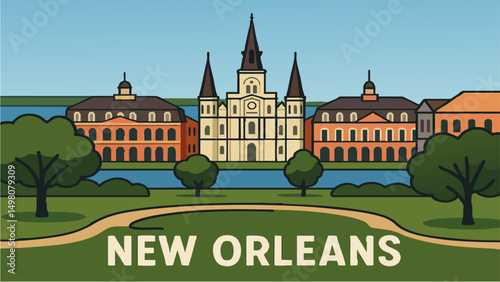New Orleans French Quarter with the Mississippi River