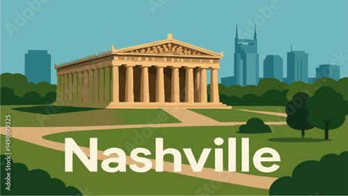 Nashville’s Parthenon with Urban Parks and City Views