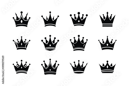royal crown icon collection vector illustration