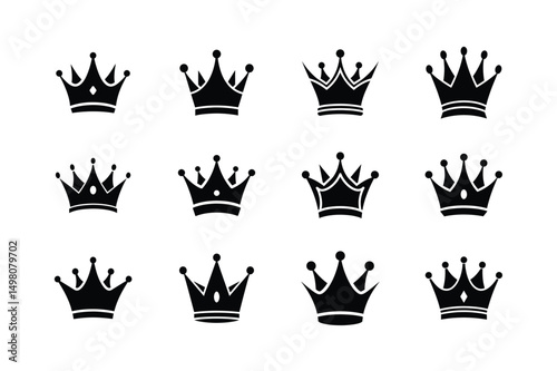 monarch crown icon collection vector illustration