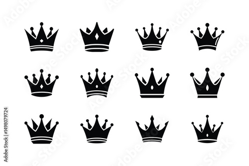 luxury crown icon collection vector illustration