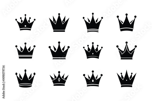 vintage crown icon collection vector illustration