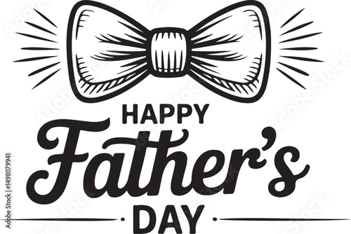 A black and white vintage bow tie and fathers day text for celebrations of dads and fatherhood
