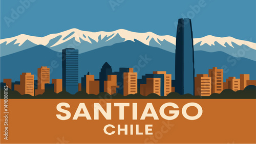 Santiago with the Andes Mountains and Urban Skyline