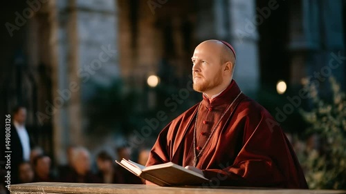 A cardinal delivering a homily in a cathedral