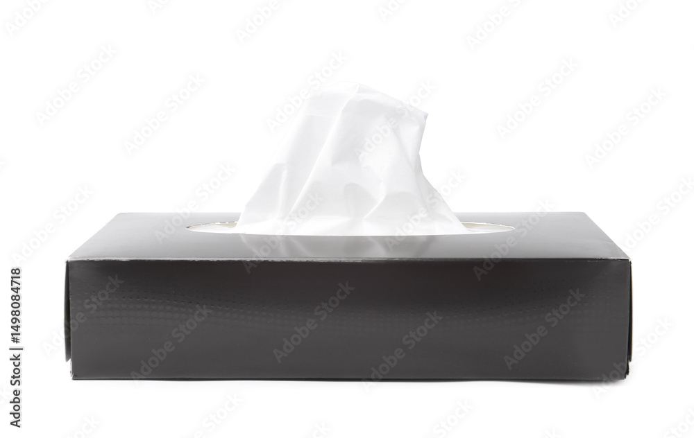 Box with paper handkerchiefs isolated on white Box with paper handkerchiefs isolated on white