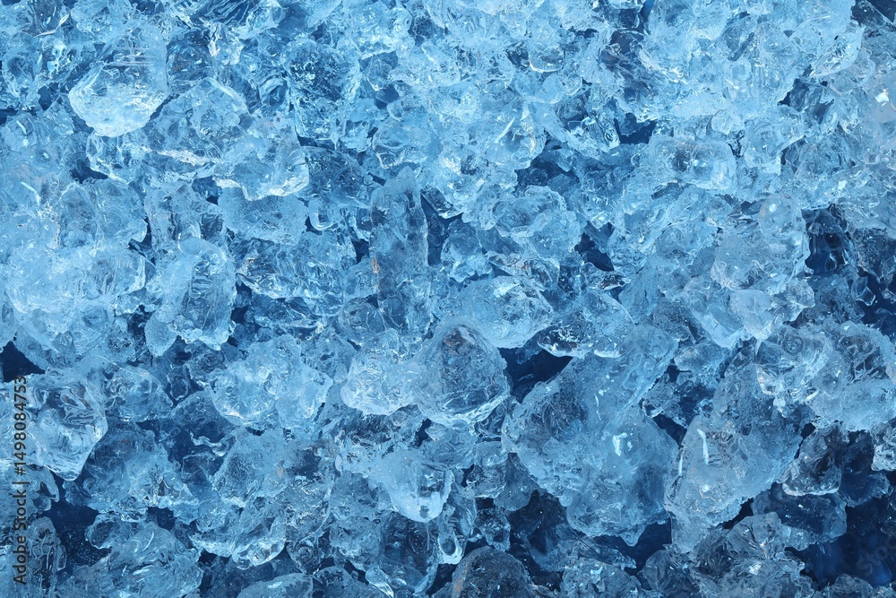 Fototapeta premium Cubes of clear ice as background, closeup