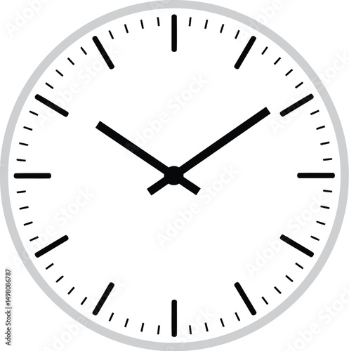 Minimalist Wall Clock Vector Illustration with Simple Circular Design and Black Hands on Transparent Background for Home, Office, and Time Management Concepts