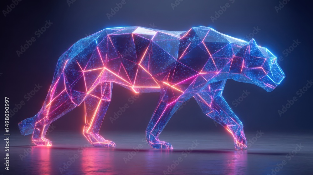 custom made wallpaper toronto digitalRadiant Low-Poly Animal Design Composed of Neon Wireframe Edges and Digital Patterns Showcasing Artistic Innovation and Modern Aesthetics