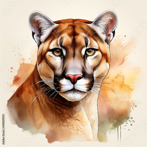 Aquarell Puma photo