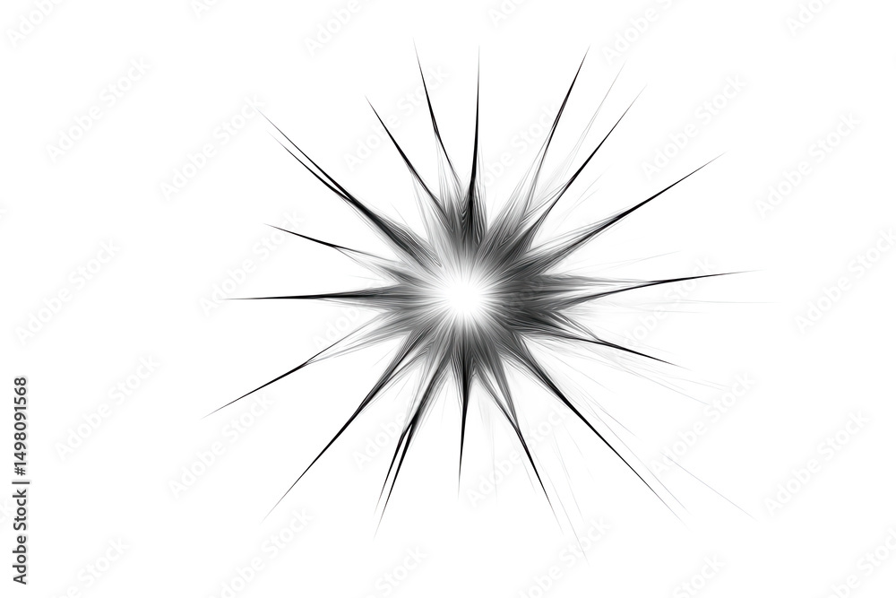 Obraz premium Abstract black and white starburst isolated on transparent background