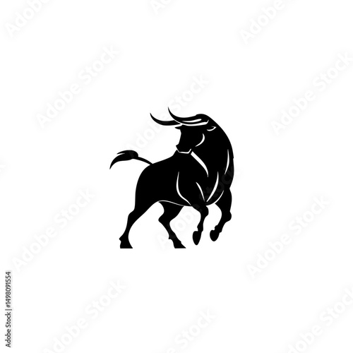 Bull Market Logo - Minimalist Vector Silhouette for Finance & Trading Brands