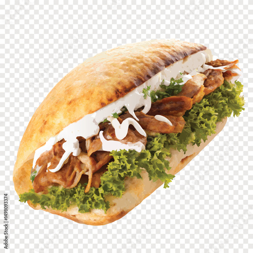 sandwich with ham and vegetables vector