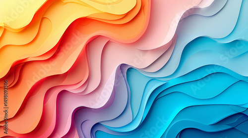 Abstract paper cut layered background with 3D shadow effects and clean color palettes.