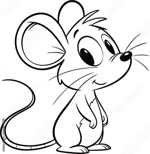coloring page of funny cartoon mouse